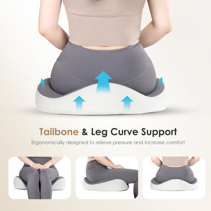 FLORICH Car Seat Cushion & Lumbar Support Pillow & Car Neck Pillow Ergonomic and 100% Memory Foam, Upgraded Larger and Breathable Car Seat Cushion & Back Support Pillow - Gray
