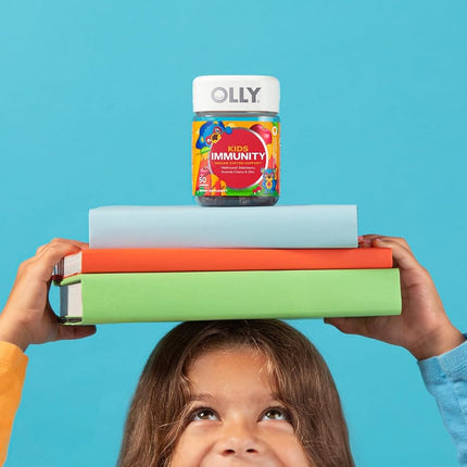 OLLY Kids Immunity Gummy Multivitamin, 25 Day Supply (50 Count), Cherry Berry, Wellmune, Elderberry, Acerola Cherries, Chewable Supplement