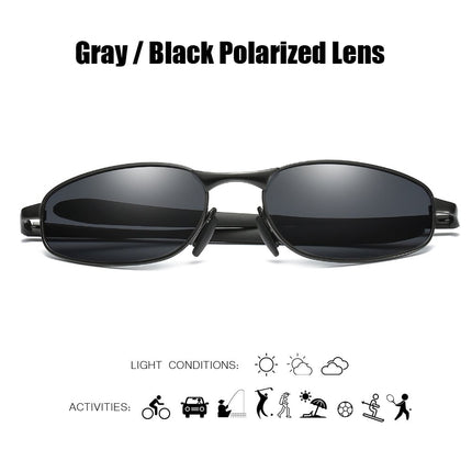 Lunettes de soleil polarisées ZHILE, petite taille, monture rectangulaire en métal pour hommes et femmes, protection UV400, noir, S