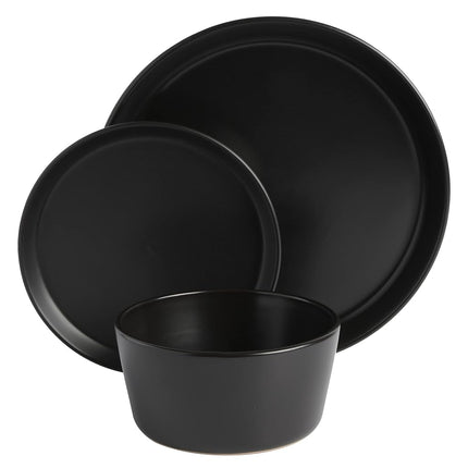 Service de vaisselle en grès Gibson Soho Lounge Sofia Coupe, pour 4 personnes (12 pièces), noir