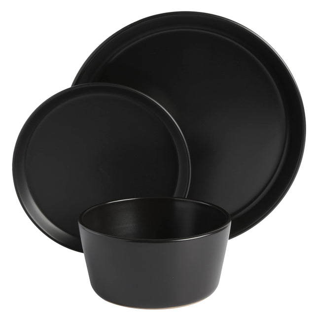 Juego de vajilla de gres Gibson Soho Lounge Sofia Coupe, servicio para 4 (12 piezas), negro