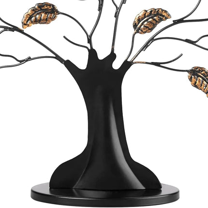 Americanflat Bronze Family Tree with 6 Hanging Picture Frames 2" x 3" in Black and Adjustable Ribbon Tassels - 12"