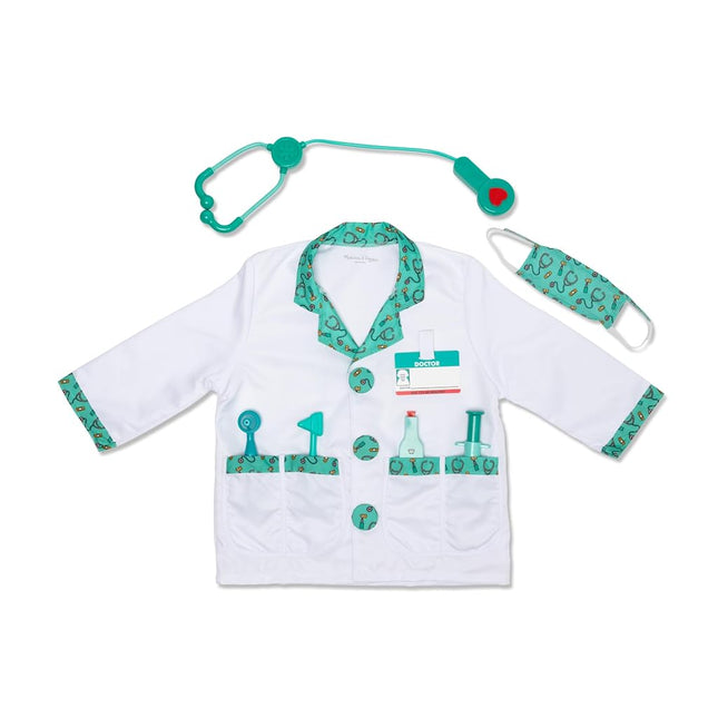 Melissa & Doug Kids Doctor Costume Role Play Toys | Fancy Dress for Toddlers & Kids | Doctor Costumes for Pretend Play, Age 3-6