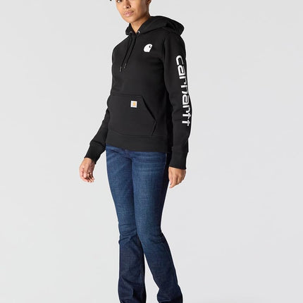 Carhartt Women's Relaxed Fit Midweight Logo Sleeve Graphic Sweatshirt, Black, M