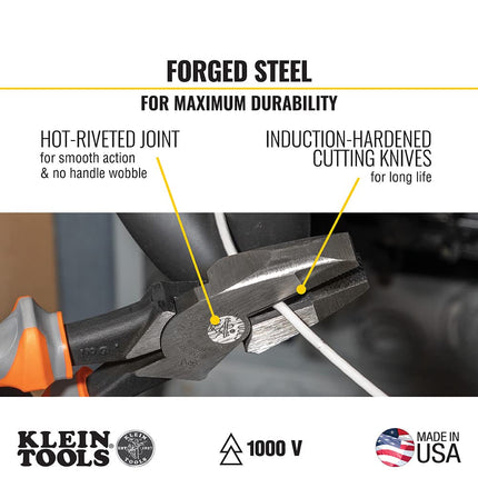 Klein Tools 9417R Insulated Plier and Wire Stripper Tool Set, Side-Cutter, Diagonal-Cutter, Long-Nose Pliers, Wire Stripper, 4-Piece