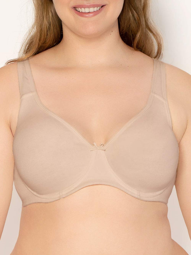 Fruit of the Loom Women's Plus Size Cotton Unlined Underwire Bra Full Coverage, Beige, 44DD