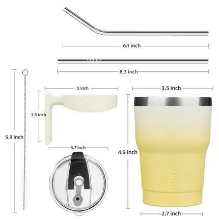 BJPKPK 10oz Stainless Steel Double Wall Insulated Tumbler with Handle and Straw Lid,Lemon