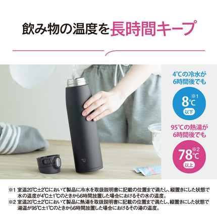 Zojirushi SM-VS95-BA Botella de agua, taza de acero inoxidable con un solo toque, sin costuras, 950 ml (32.4 fl oz), negra