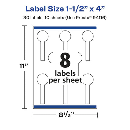 Avery Glossy Clear Lollipop Labels with Sure Feed, 1.5" x 4", 80 Glossy Clear Labels, Print-to-The-Edge, Laser/Inkjet Printable Labels