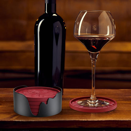 ME.Fan Silicone Coasters [6 Pack] Coasters with Holder - Drinking Coasters - Cup Mat for Drinks - Live for Hot or Cold Drink Thickened, Non-Slip, Non-Stick, Deep Tray Pale Mauve