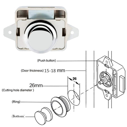 OCGIG 10 PCS Push Button Cabinet Door Catch Lock Caravan Motorhome Camper Latch Cupboard Knob for Car.Auto,Home