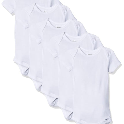 Gerber Baby Soft Cotton Short Sleeve Onesies 5-pack Solid White Bodysuits, 24 Months