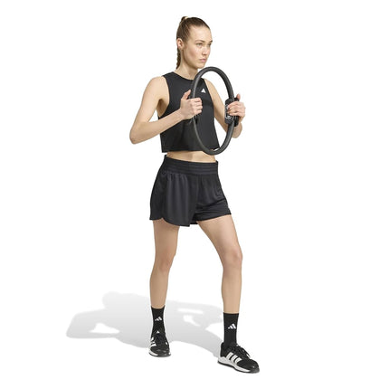 adidas Women's Pacer Essentials Knit High-Rise Training Shorts, Black, Small/3" Inseam