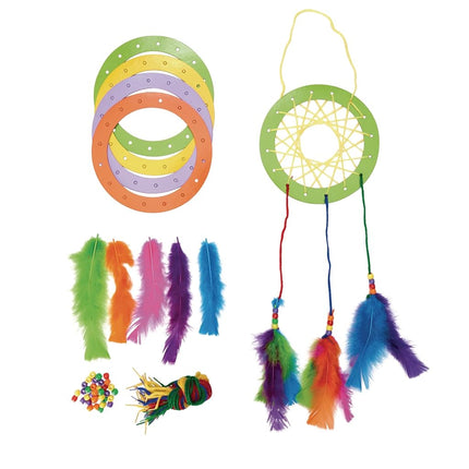 Colorations DIY Make Your Own Dream Catcher Arts and Crafts Kit Includes Rings, Beads, Feathers, Yarn Instructions (Item # DREAMKIT)
