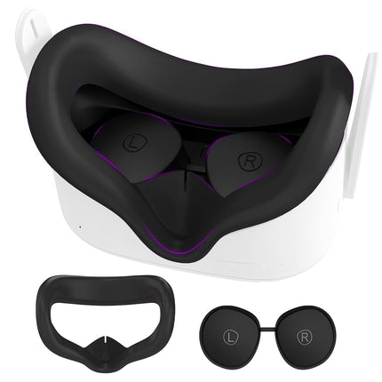 AMZDM Face Pad Cover for Oculus Quest 2 with Lens Covers Protectors Washable VR Silicone Covers for Meta Quest 2 VR Accessories