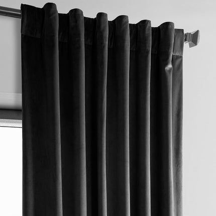 HPD Drapes Heritage Velvet Plush Curtains 108 Drop Blackout Curtains Bedroom Living Room 50 x 108 Inch 1 Panel Black