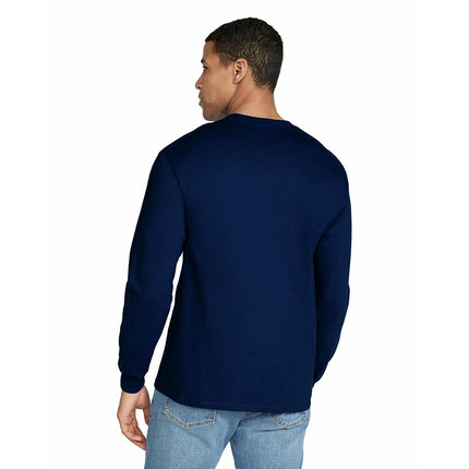 Gildan Unisex's Ultra Cotton Long Sleeve T-Shirt, Style G2400, Multipack, Navy (2-Pack), 5XL (Pack of 2)