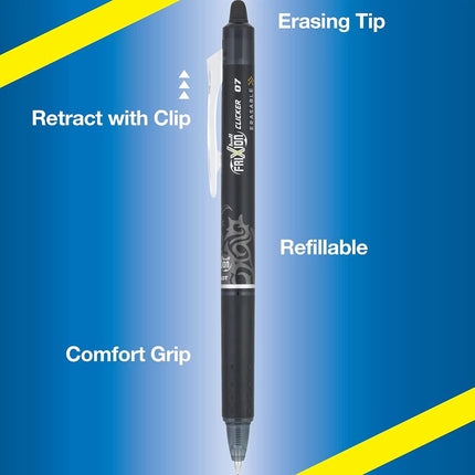 PILOT FriXion Clicker Erasable, Refillable & Retractable Gel Ink Pens, Fine Point, Assorted Color Inks, 36-Pack Tub (14360)