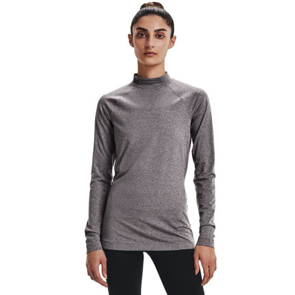 Camiseta de cuello alto Under Armour Authentics para mujer, carbón claro jaspeado (019)/negro, extrachica