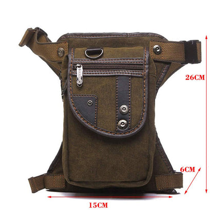 Canvas Motorcycle Drop Leg Bag for Men Women Travel Outdoor Tactical Hiking Climbing Cycling Thigh Waist Pack Fanny Pouch