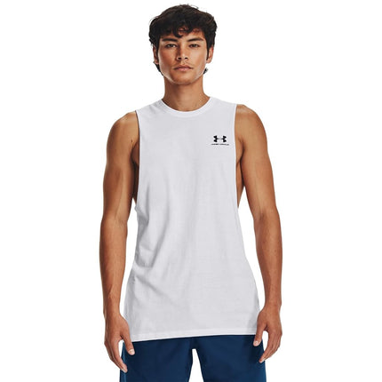 Under Armour UA Left Chest Cut Off Tank White / / Black