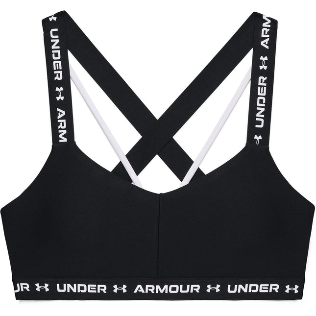 Soutien-gorge dos croisé bas Under Armour pour femme, noir (001)/blanc, taille unique