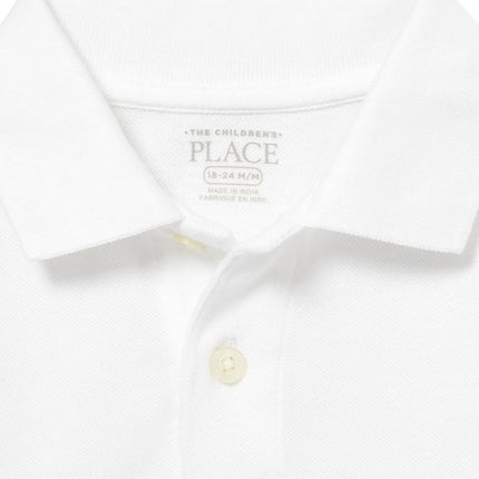 The Children's Place Baby Boys Toddler Uniform Long Sleeve Pique Polo 2-Pack Shirt, White 2 Pack, 9-12 Months (Pack of 2)