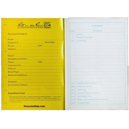 Rite in the Rain Weatherproof Stapled Notebook, 4.625" x 7", Yellow Cover, Expedition Journal (No. 512)