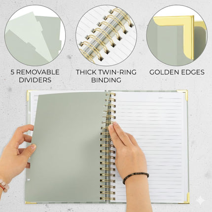 Aesthetic Thick Spiral Notebook Journal For Women in B5 Format - Modern Linen Hardcover College Ruled Note Book With 300 Lined Pages - Perfect For Writing And Staying Organized at Work or School