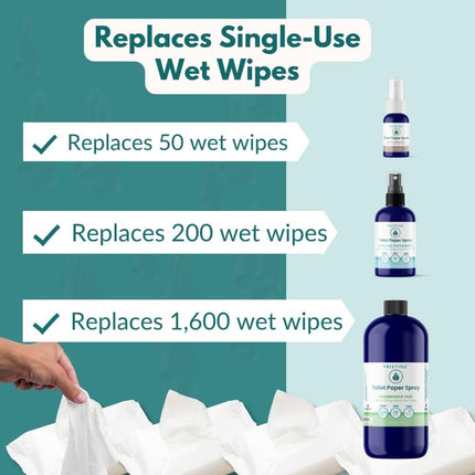 PRISTINE Toilet Paper Spray, As Seen on Shark Tank, Flushable Wipe Alternative, Personal Cleansing Bathroom Spray for Regular Toilet Tissue, Bidet Alternative, Made in USA, Fragrance Free, 4 oz Bottle