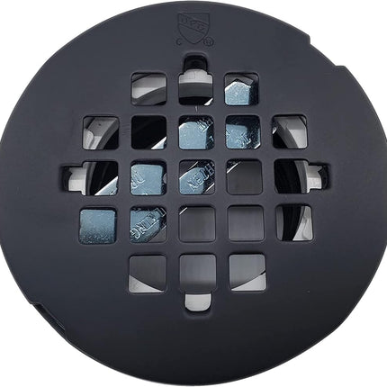 Westbrass A206P-62 2" No-Caulk PVC Compression Shower Drain with 4-1/4" Round Grid Cover, Matte Black