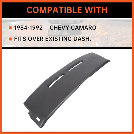 ECOTRIC Dashboard Cover Cap Compatible with 1984-1992 Chevy Camaro Replacement Shell Bezel Dash Pad Overlay Cover