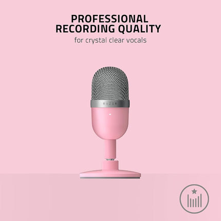 Razer Seiren Mini - USB Condenser Microphone for Streaming (Compact with Supercardioid Polar Pattern, Tiltable Stand, Integrated Shock Absorber) Quartz Pink