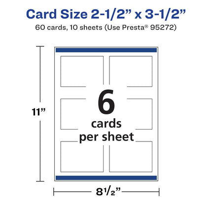 Avery Printable Rectangle Business Cards with Sure Feed Technology, 2.5" x 3.5", Glossy White Cardstock, Print-to-the-Edge, Laser/Inkjet Cards, 60 Total