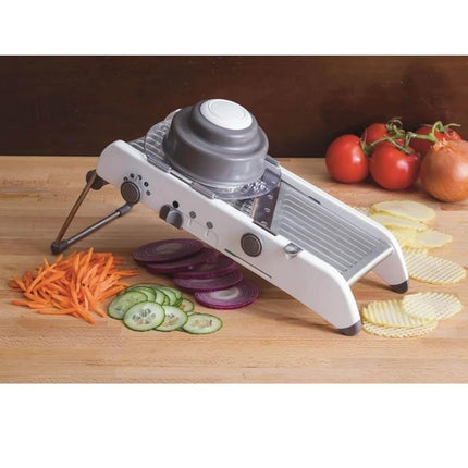 Progressive Professional Mandoline Vegetable Slicer Adjustable Thickness, White/Grey 55600, White and Gray
