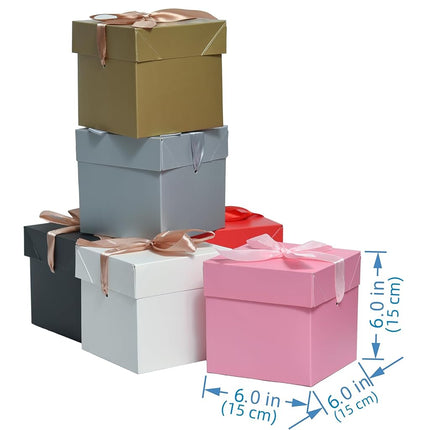 GP SUP 12 Pcs Mixed Color Gift Boxes with Lids, Multicolor Storage Box for Presents Birthday Bridesmaid Wedding Valentines Party (6x6x6 Inch)