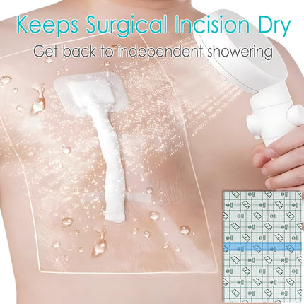 Hola Health Shower Protector [Pack of 14], 12" x 14" Dialysis Catheter Shower Cover Shower Shields PD PICC Line Water Barrier, Waterproof Wound Bandage Protector Disposable Transparent