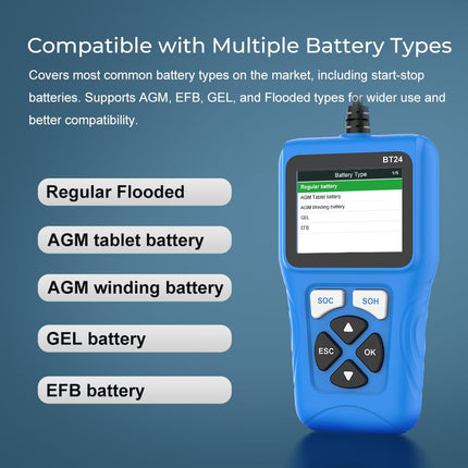 Veepeak Car Battery Tester 12V/24V, 100-2000 CCA Auto Battery Load Tester Analyzer with Cranking and Alternator Test for Cars, SUVs, Trucks, Boats and Motorcycles