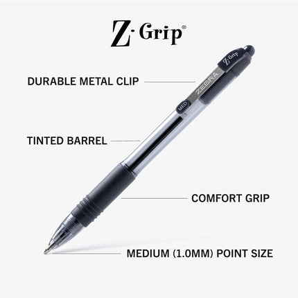 Z-Grip Retractable Ballpoint Pen 1.0mm 18/Pkg-Black