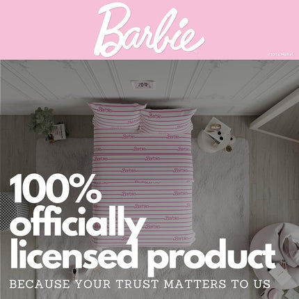 Linge de lit Barbie Franco Collectibles – Parure de draps complète 4 pièces en microfibre ultra douce et confortable (produit sous licence officielle)