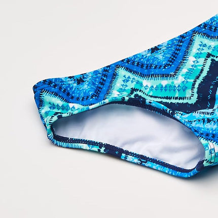 Kanu Surf Traje de baño de 2 piezas deportivo tipo bikini con volantes para niña Big Alania, Kirsten Blue Chevron, 10