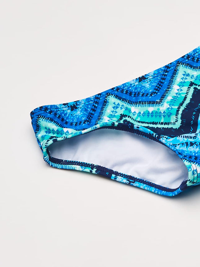 Kanu Surf Traje de baño de 2 piezas deportivo tipo bikini con volantes para niña Big Alania, Kirsten Blue Chevron, 10
