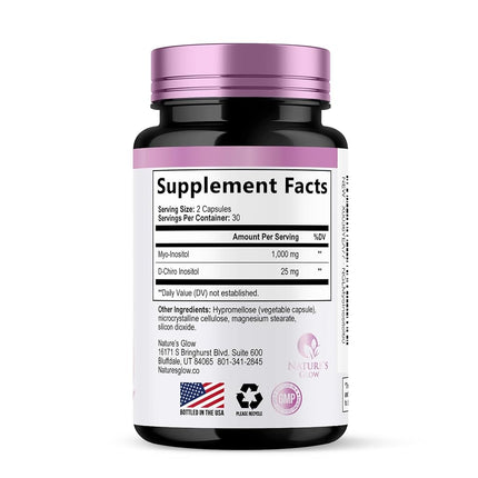 Myo-Inositol & D-Chiro Inositol Blend - Premium 40:1 Ratio - Ovarian Support for Women - Natural Supplement, Vitamin B8, Vegan, and USA Bottled - 60 Capsules