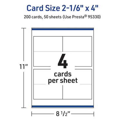 Avery Printable Rectangle Tent Cards with Sure Feed Technology, 2-1/6" x 4", Glossy White Cardstock, Print-to-the-Edge, Laser/Inkjet, 200 Total, Great for Table Talkers, Promotional Signs, and More