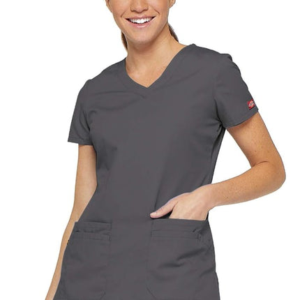 Dickies Women's EDS Signature Scrubs Jr. Fit V-Neck Top - Gray - XX-Large