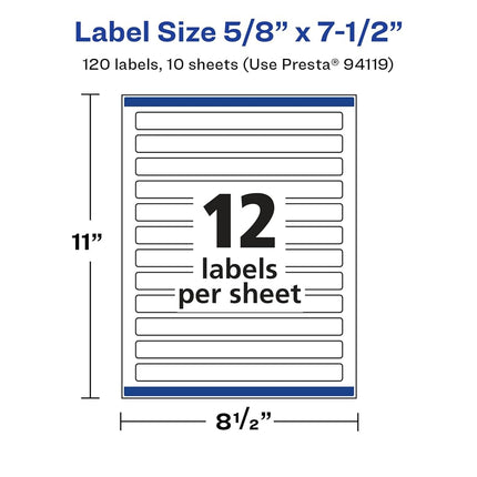 Avery Glossy White Rectangle Labels with Sure Feed, 5/8" x 7-1/2", 120 Glossy White Labels, Print-to-The-Edge, Permanent Label Adhesive, Laser/Inkjet Printable Labels