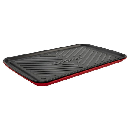 Cuisinart Grilling Prep & Serve Trays, 17x10.5 inch BBQ Tray Safe for Food Handling, 2 Dishwasher Safe Nesting Trays Black & Red, Perfect Grilling Accessories for Cooked & Raw Meat, Fits 6 Burgers