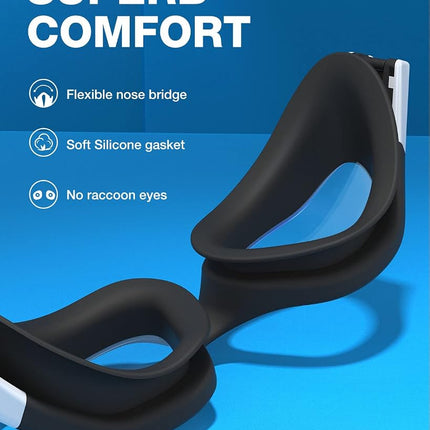 ZIONOR Lunettes de Natation, G1 Grand Angle Polarisées Anti-UV Anti-Buée Étanches avec Verres Miroirs/Fumée Sangle Réglable Confort pour Adultes Hommes Femmes Juniors - Nage en Eau Libre/Intérieur