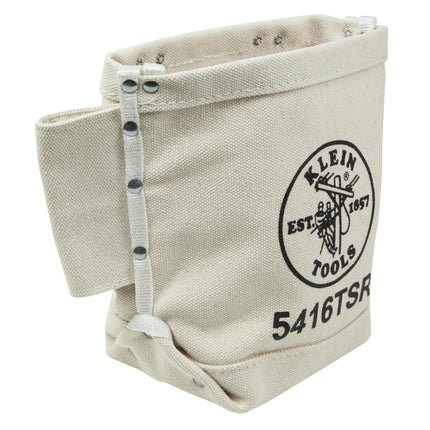 Klein Tools 5416TSR Tool Bag, Bolt Bag with Bull Pin Loops and Drain Holes, Sturdy No. 4 Canvas, Tunnel Loop Connect, 5 x 9 x 10-Inch