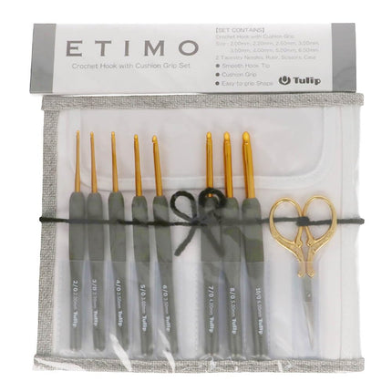 Tulip Etimo Gold Crochet Hook, Ergonomic Grey Hand